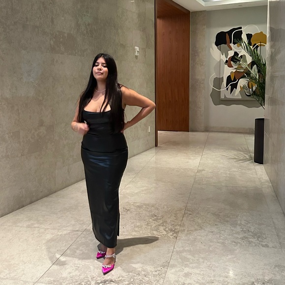 *BLACK FRIDAY SALE* Kim Faux Leather Bodycon Maxi Dress - Picture 6 of 6